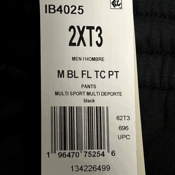 Adidas Men's Fleece Sweat Pants Size 2XL Tall (39X36) Black/White Tapered Leg - Picture 9 of 13